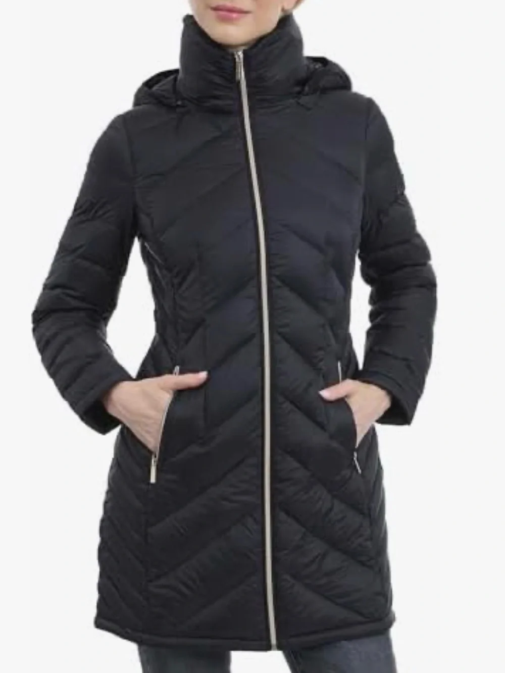 Michael Kors Packable Quilted Nylon Puffer Coat - Black Size M